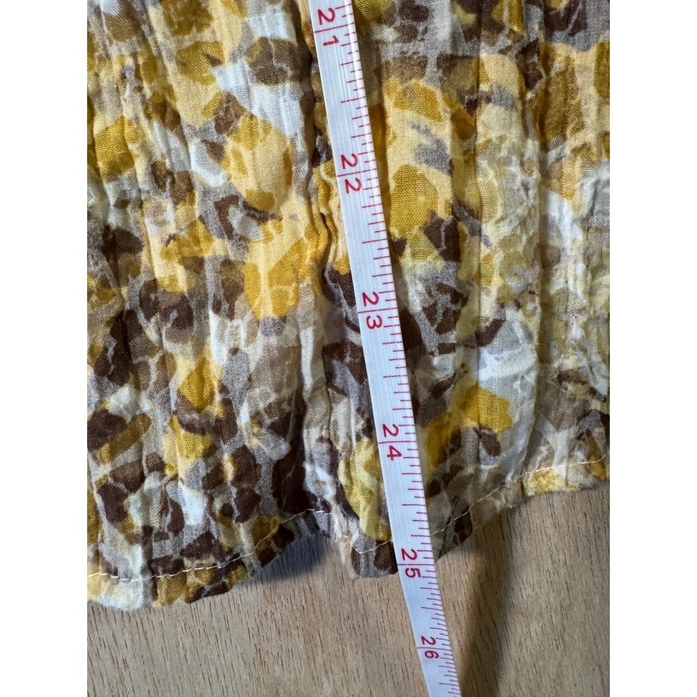 JM Collection Women Size‎ 12 Floral Long Sleeve Button-Up Shirt Yellow Brown - Picture 6 of 8